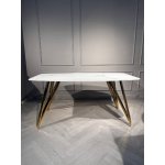 Стол обеденный Соар-2 F-1690,160х90х76 см, бело-серая керамика/золото