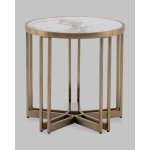 Журнальный столик Алиада 55х55 см светлая керамика сталь шампань