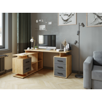 Компьютерный стол угловой СКМУ-3 дуб крафт золотой/графит серый