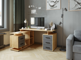 Компьютерный стол угловой СКМУ-3 дуб крафт золотой/графит серый