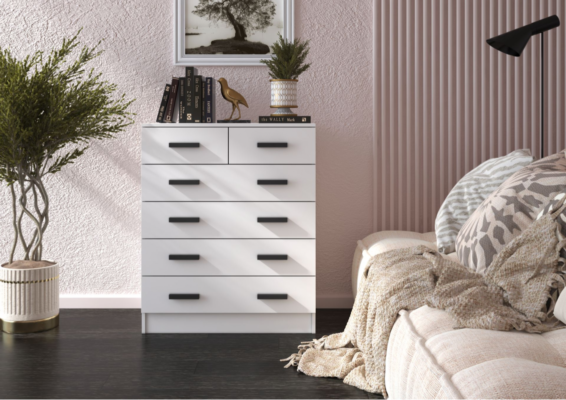 Комод Бостон 810*970*500 с 4+2 ящика (Белый)