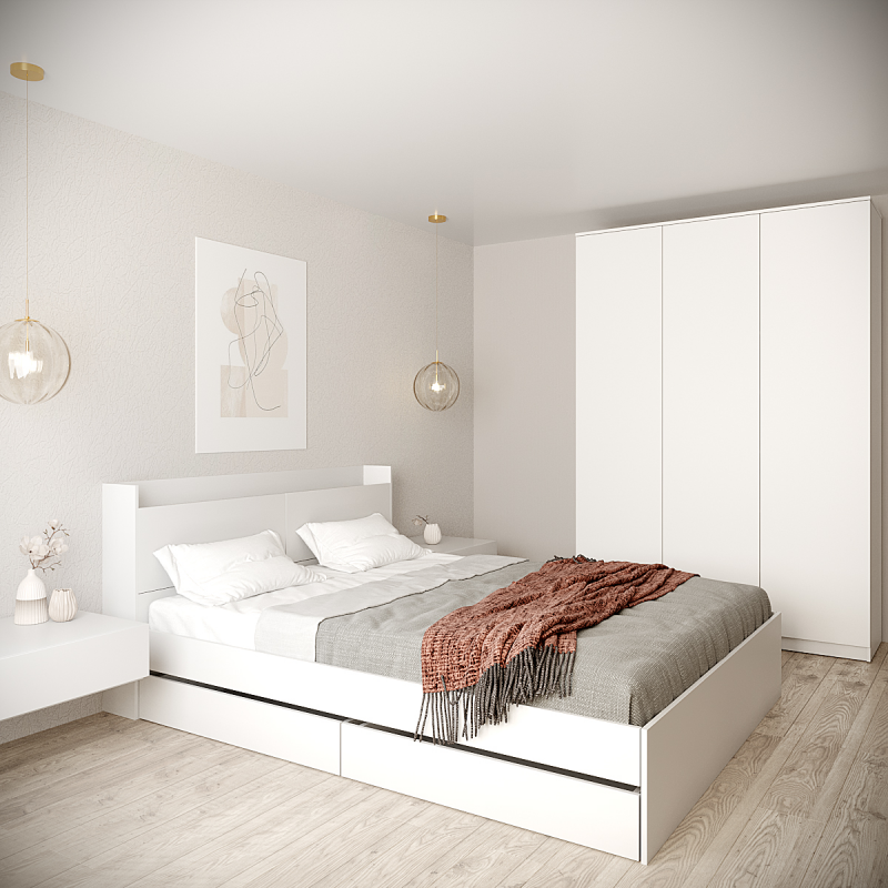 Кровать Астра (с ящиками) белый  1600х2000