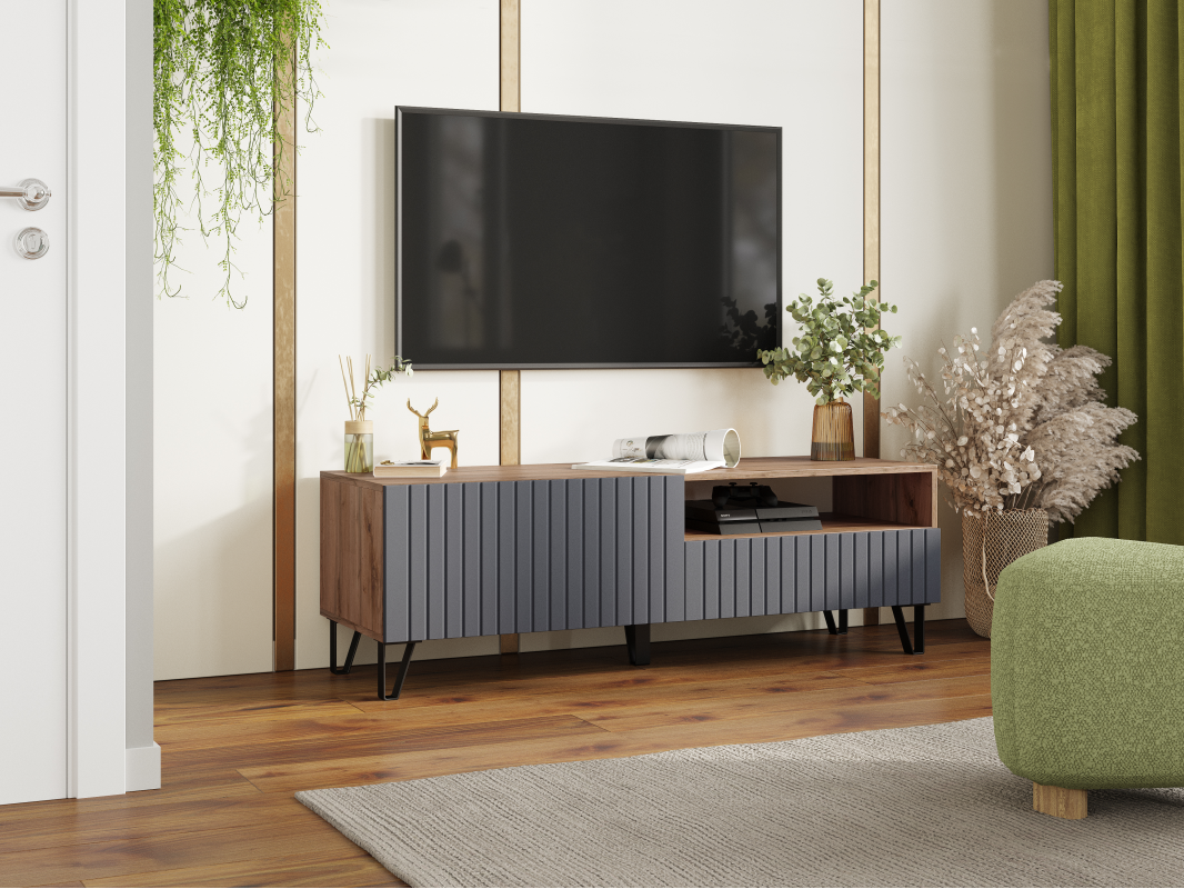 Тумба ТВ "Орегон" 1,4 м. Дуб Вотан/ Графит Софт