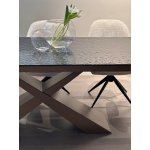 Стол ARKELL 180 GREY, стекло BUBBLE  / Шоколадное золото каркас ®DISAUR