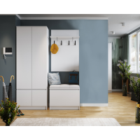 Набор Прихожая Мэнкс белый (вешалка МПВ-31+тумба МПТ-31+мягкое сиденье МСП-31+шкаф МПШ-31)