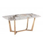 Стол обеденный Ланс Мат DT-2852M,160х90х75 см, белая керамика/матовое золото