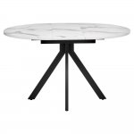 Стол Rudolf круглый раскладной 100-130x100x75см, белый мрамор, чёрный