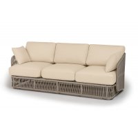 "Альбано" диван 3-местный плетеный из роупа, каркас алюминий светло-серый (RAL7035) муар, роуп серый меланж круглый, ткань Mossle светло-бежева