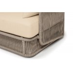 "Альбано" диван 3-местный плетеный из роупа, каркас алюминий светло-серый (RAL7035) муар, роуп серый меланж круглый, ткань Mossle светло-бежева