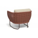 "Фиджи" кресло плетеное из роупа, каркас алюминий коричневый (RAL8016) муар, роуп красный (8372) круглый tex, ткань Mossle бежевая