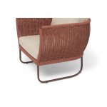 "Фиджи" кресло плетеное из роупа, каркас алюминий коричневый (RAL8016) муар, роуп красный (8372) круглый tex, ткань Mossle бежевая