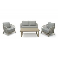 "Прато" лаунж-зона из искусственного ротанга на 4 персоны, цвет светло-серый