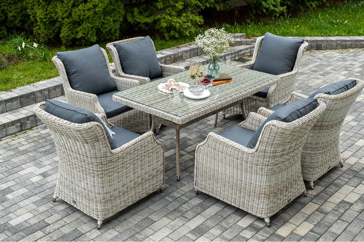 "Неаполь" обеденная группа плетеная из искусственного ротанга, цвет соломенный