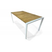 "Альпы" обеденный стол с тиковой столешницей и алюминиевым каркасом