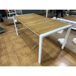 "Альпы" обеденный стол с тиковой столешницей и алюминиевым каркасом