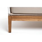 "Диего" диван 2-местный плетеный из роупа, основание дуб, каркас алюминий светло-серый (RAL7035) шагрень, роуп бежевый круглый, ткань бежева