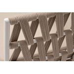 "Диего" диван 2-местный плетеный из роупа, основание дуб, каркас алюминий светло-серый (RAL7035) шагрень, роуп бежевый круглый, ткань бежева