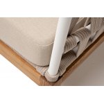 "Диего" диван 2-местный плетеный из роупа, основание дуб, каркас алюминий светло-серый (RAL7035) шагрень, роуп бежевый круглый, ткань бежева