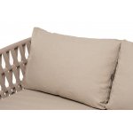 "Диего" диван 2-местный плетеный из роупа, основание дуб, каркас алюминий светло-серый (RAL7035) шагрень, роуп бежевый круглый, ткань бежева