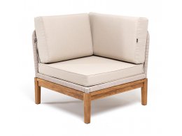 "Канны" угловой модуль плетеный из роупа, основание дуб, роуп бежевый круглый, ткань бежевая 15052 "Канны" угловой модуль плетеный из роупа, основание дуб, роуп бежевый круглый, ткань бежевая 15052