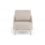 "Верона" кресло плетеное из роупа, каркас алюминий белый муар, роуп бежевый круглый, ткань бежевая 15052