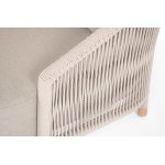 "Верона" кресло плетеное из роупа, каркас алюминий белый муар, роуп бежевый круглый, ткань бежевая 15052