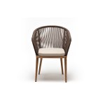 "Марсель" стул плетеный из роупа, основание дуб, роуп коричневый круглый, ткань бежевая 15052