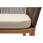 "Марсель" стул плетеный из роупа, основание дуб, роуп коричневый круглый, ткань бежевая 15052