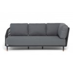 "Верона" правый-угол модуль плетеный из роупа, каркас алюминий темно-серый (RAL7024) муар, роуп темно-серый круглый, ткань темно-серая 027, L220