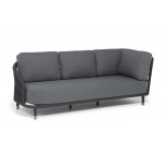 "Верона" правый-угол модуль плетеный из роупа, каркас алюминий темно-серый (RAL7024) муар, роуп темно-серый круглый, ткань темно-серая 027, L220