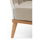 "Касабланка" кресло плетеное из роупа, основание дуб, каркас алюминий светло-серый (RAL7035) муар, роуп серо-коричневый 23мм, ткань бежевая 1