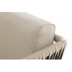 "Касабланка" кресло плетеное из роупа, основание дуб, каркас алюминий светло-серый (RAL7035) муар, роуп серо-коричневый 23мм, ткань бежевая 1