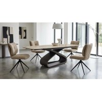 Стол АУРУМ (AURUM) 180 БЕЖЕВЫЙ МРАМОР TL-618, испанская керамика / Коричневый графит каркас, ®DISAUR