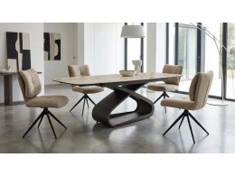 Стол АУРУМ (AURUM) 180 БЕЖЕВЫЙ МРАМОР TL-618, испанская керамика / Коричневый графит каркас, ®DISAUR