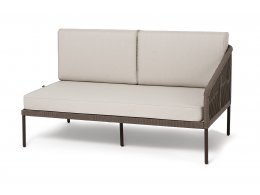 "Канны" левый модуль плетеный из роупа, каркас алюминий коричневый (RAL8016) муар, роуп коричневый круглый, ткань бежевая 15052