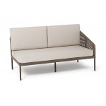 "Канны" левый модуль плетеный из роупа, каркас алюминий коричневый (RAL8016) муар, роуп коричневый круглый, ткань бежевая 15052