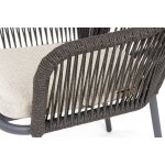 "Лион" стул плетеный из роупа, каркас алюминий темно-серый (RAL7024) муар, роуп темно-серый круглый, ткань бежевая 052