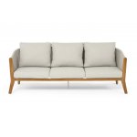 "Сидней" диван 3-местный плетеный из роупа, основание тик, каркас алюминий бежевый, роуп бежевый, ткань бежевая