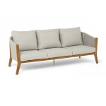 "Сидней" диван 3-местный плетеный из роупа, основание тик, каркас алюминий бежевый, роуп бежевый, ткань бежевая