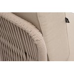 "Канны" угловой модуль плетеный из роупа, каркас алюминий белый муар, роуп бежевый круглый, ткань бежевая 15052