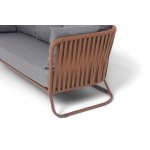 "Багамы" диван 3-местный плетеный из роупа, каркас алюминий бежево-серый (RAL7006) муар, роуп серо-коричневый 23мм, ткань светло-серая