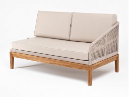 "Канны" левый модуль плетеный из роупа, основание дуб, роуп бежевый круглый, ткань бежевая 15052 "Канны" левый модуль плетеный из роупа, основание дуб, роуп бежевый круглый, ткань бежевая 15052