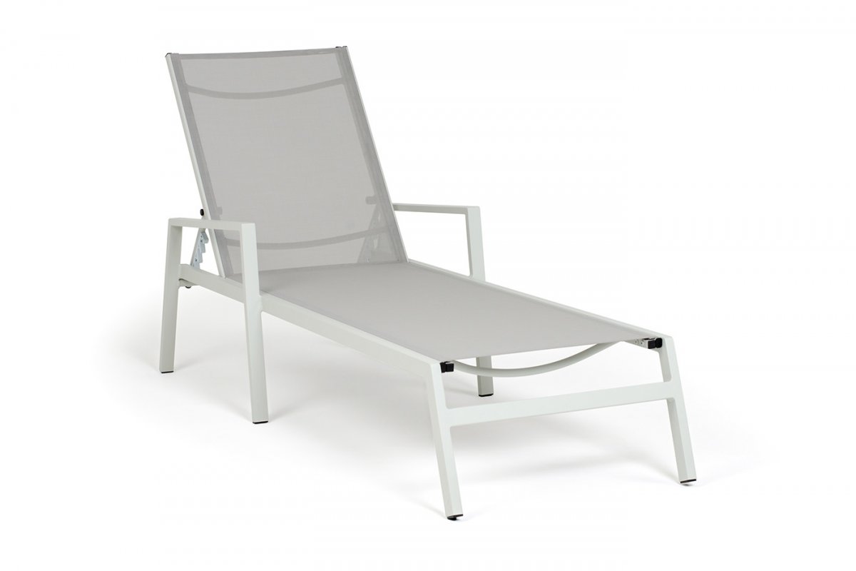 "Парма" шезлонг из алюминия темно-серый (RAL7024) муар, ткань текстилен серая