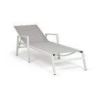 "Парма" шезлонг из алюминия темно-серый (RAL7024) муар, ткань текстилен серая