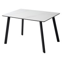 Стол ТИК ТАК 120  Белый мрамор MATTE, керамика / Черный каркас М-City