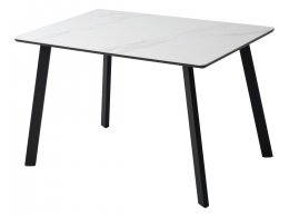 Стол ТИК ТАК 120  Белый мрамор MATTE, керамика / Черный каркас М-City
