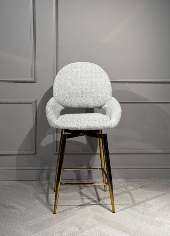 Стул барный Виола BS1241-WT, 55х46х105 см, белый крем/золото