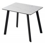 Стол ТИК ТАК 90  Белый мрамор MATTE, керамика / Черный каркас М-City