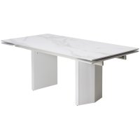 Стол МОЦАРТ 200 Белый мрамор, стекло / Белый М-City