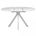 Стол Rudolf круглый раскладной 100-130x100x75см, белый мрамор, белый Стол Rudolf круглый раскладной 100-130x100x75см, белый мрамор, белый